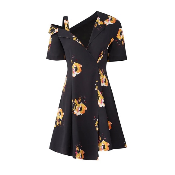 ALC lucia silk dress black florals - Picture 3 of 9